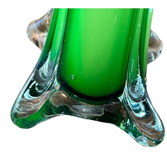 MCM Retro Green and White Vase 11 3/4” Tall - Picture 3 of 8